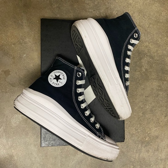 converse chuck taylor all star move platform black/white size 5.5 - Picture 7 of 9